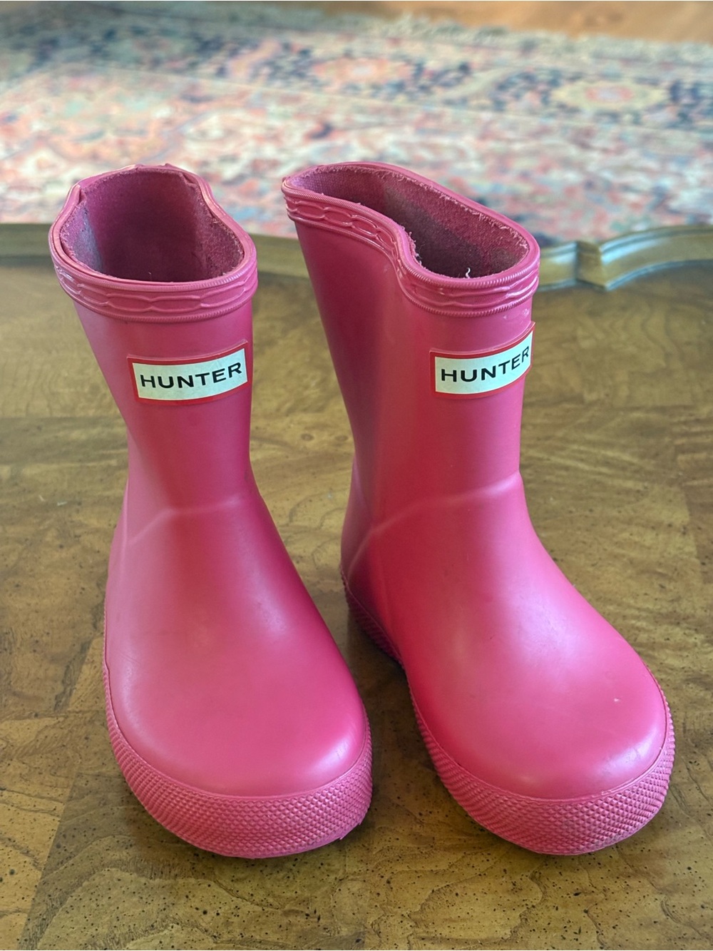 Hunter Kids Bright Pink Waterproof Rain Boots